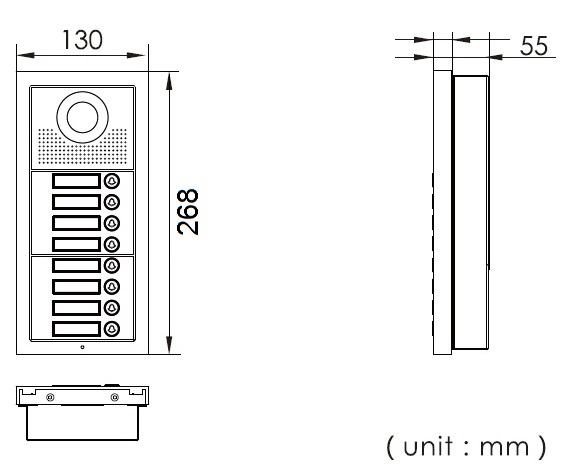 Dimensions for 8-apt button lobby unit